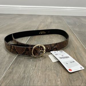 Zara Leather Snakeskin Belt - New with Tags